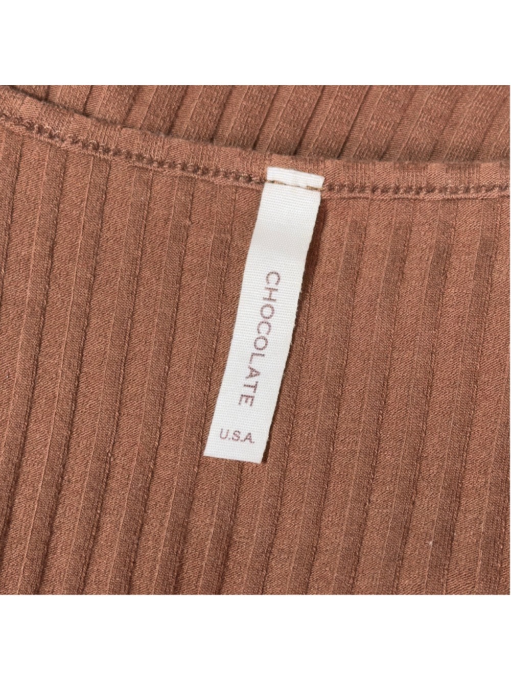 Chocolate USA 90’s VTG Ribbed Crop Top Brown sz XS Bohemian Indie Earthy Retro - Picture 5 of 6